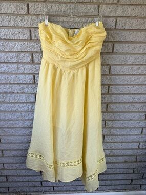 Hello Molly Pale Yellow Strapless Ruched Dress